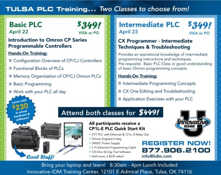Omron PLC training Tulsa April 22 and 23, 2014